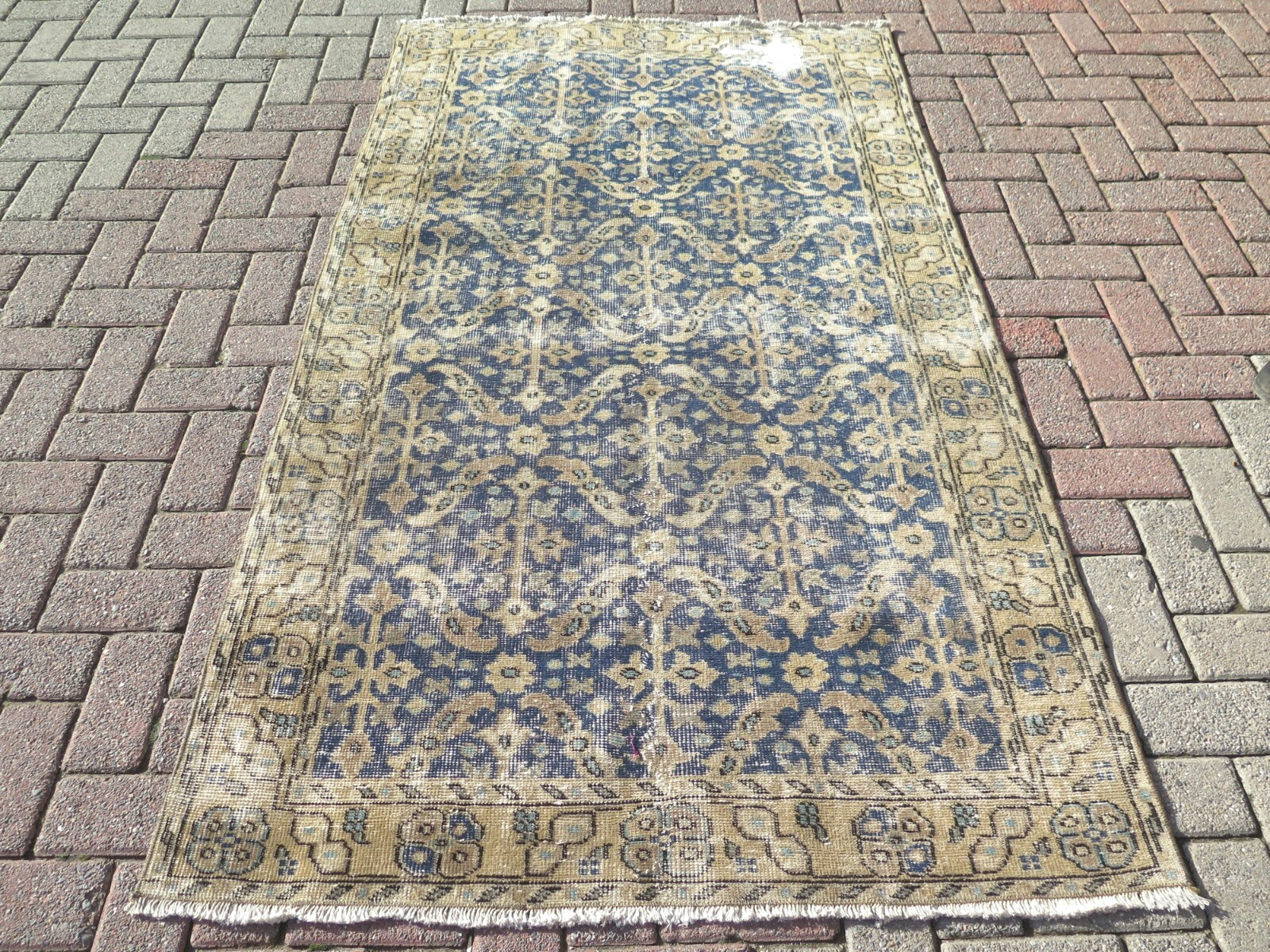 Turkish Wool Rug, Blue Color Carpet, Handmade Rug, 4X6 Area Rug, Teppich 46"X80" gallery
