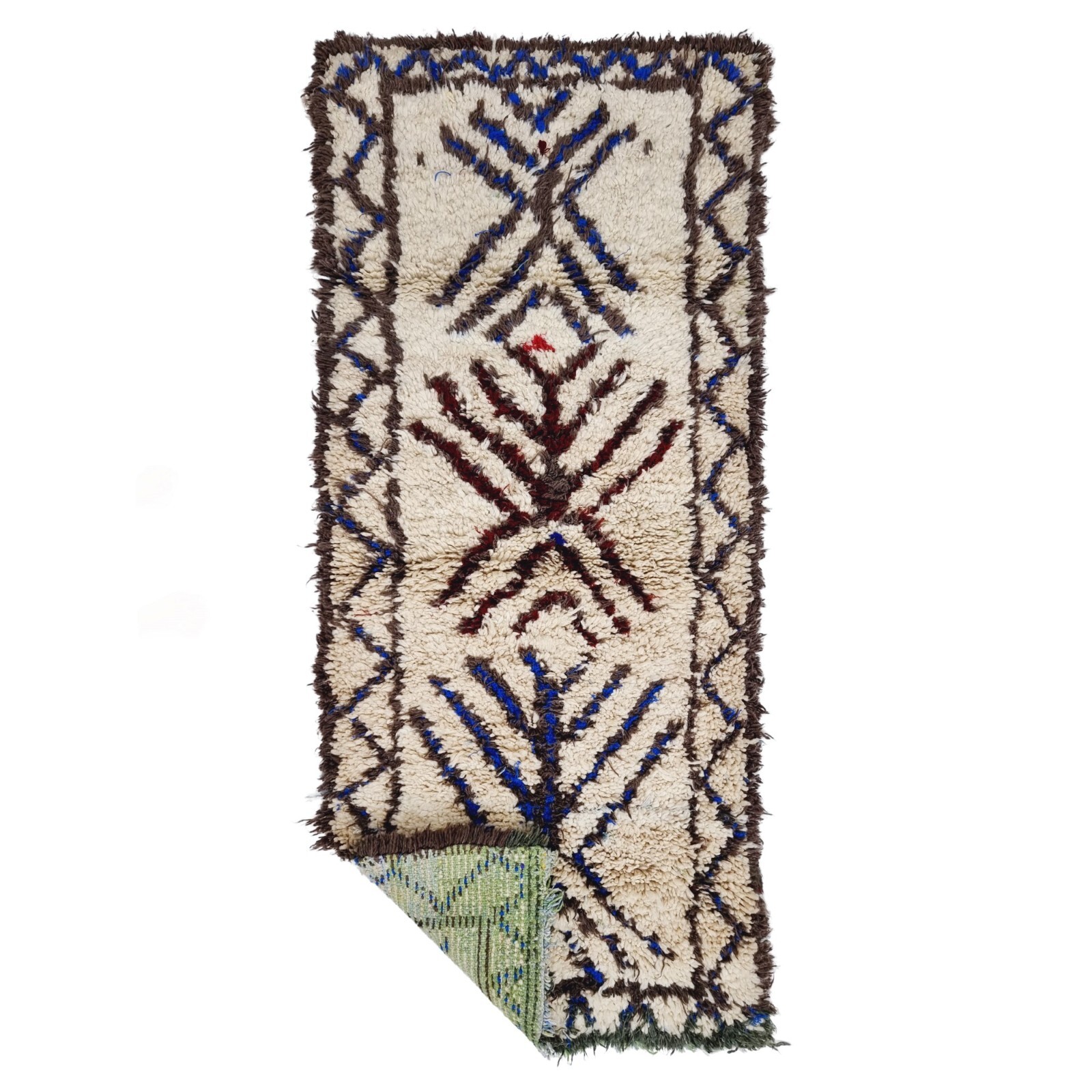 Moroccan Handmade Vintage Rug 3'x7' Berber Abstract Taupe Wool and Cotton Rug gallery
