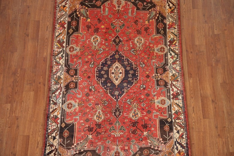 Vintage Red Tribal Area Rug 4x5 Ft Handmade Medallion Wool Carpet Oriental Rug gallery