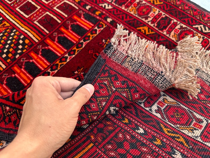 Vintage Afghan Turkmen Kizil Ayak Prayer Rug Mosque Hand Knotted Wool 2.7x4.6 gallery