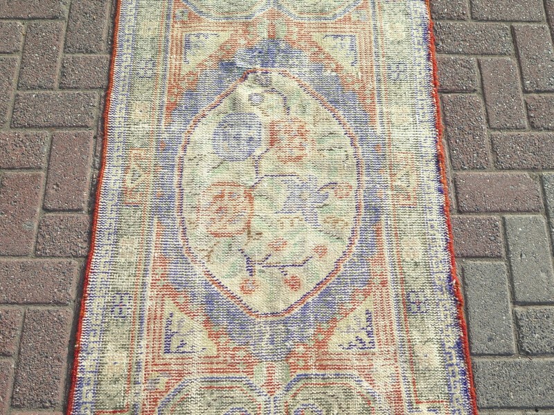 Vintage Turkish Carpet, Bedroom Rug, Distressed Rug Handmade Wool Carpet 31"x50" gallery