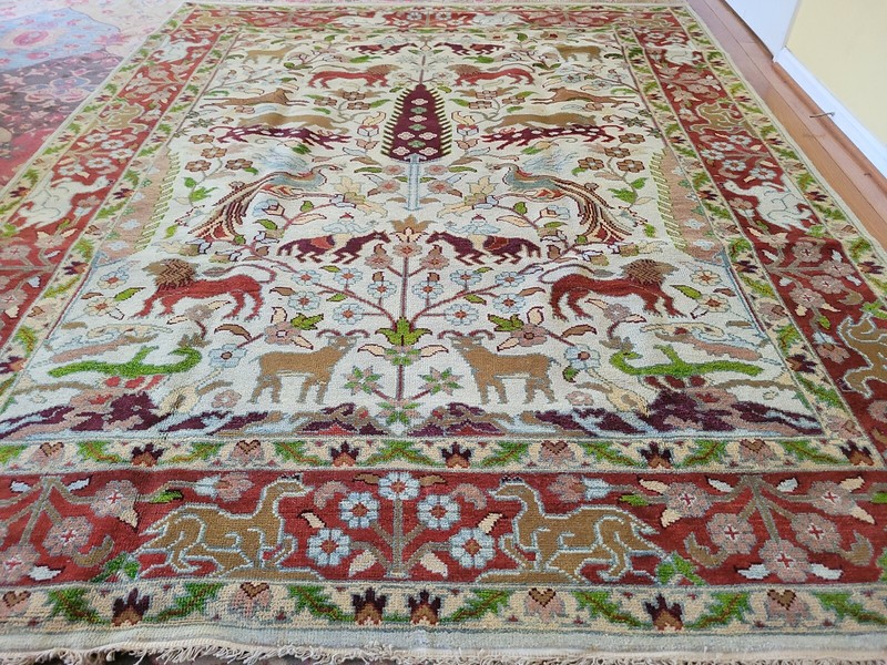 8 x10 VINTAGE ANTIQUE DESIGN INDO CAUCASIAN SERAPI HERIZ TREE of LIFE Animal gallery
