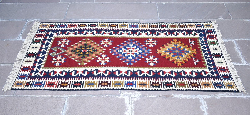 Turkish Kayseri Rug 32'' x 69'' Anatolian Yahyali Rug Organic Wool Area Rug gallery