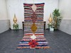 Moroccan Handmade Vintage Boucherouite 3'3"x8'7" Geometric Blue Cotton Area Rug gallery