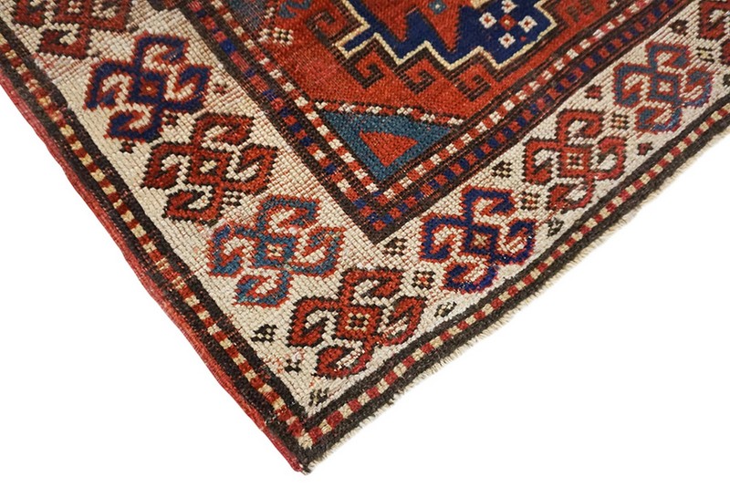 3'x6' Antique Red Late 19th Century Tribal Geometric Caucasian Moghan Carpet Rug gallery