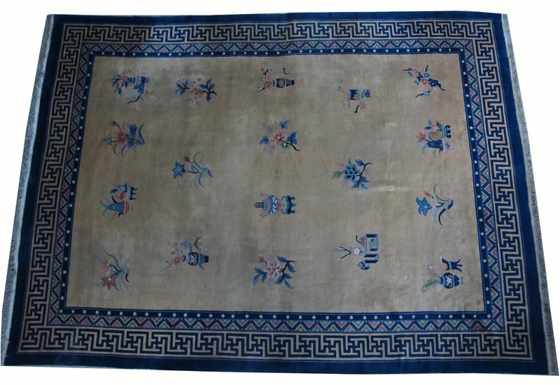 Vintage Chinese Art Deco Rugs: 12'5" x 9'2" gallery