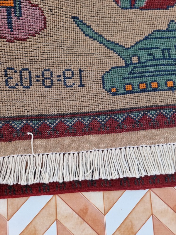 Afghan Handmade war Rug Memorial knotted Rug Carpet USA Flag 2001 Wall Hanging gallery