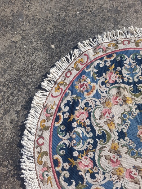 Vintage Traditional Oriental Circle Multicolor Kilim Rug Carpet 131x131 cm gallery