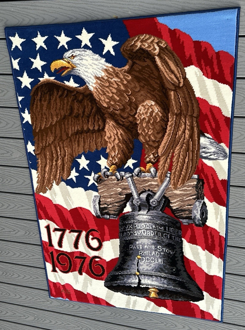Bicentennial Rug USA Eagle Liberty Bell Alexander Smith 1776 USA Eagle 55"×36" gallery