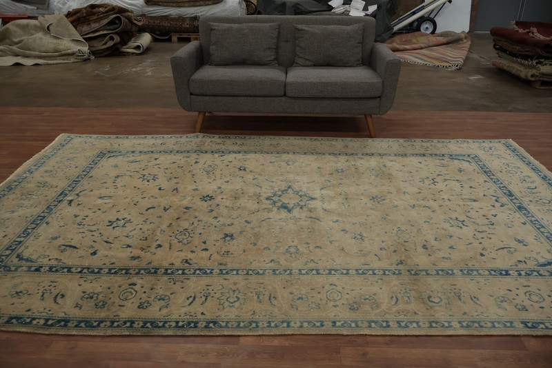 Classic Living Room Area Rug 7x11 in Subtle Blues and Warm Earthy Tones Carpet gallery