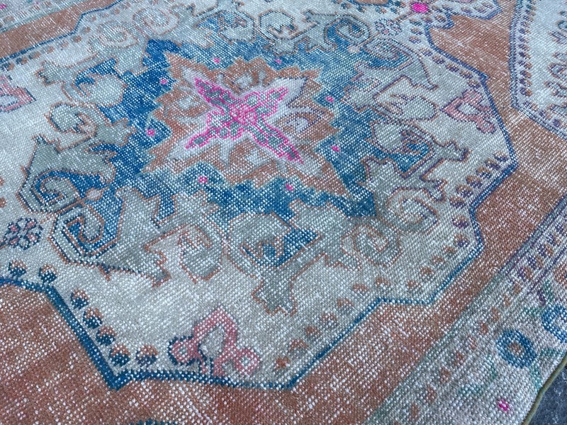 Home Decor Rug, Turkish Vintage Rug, Boho Decor Rug, Oushak 4,2 x 6,7 ft gallery