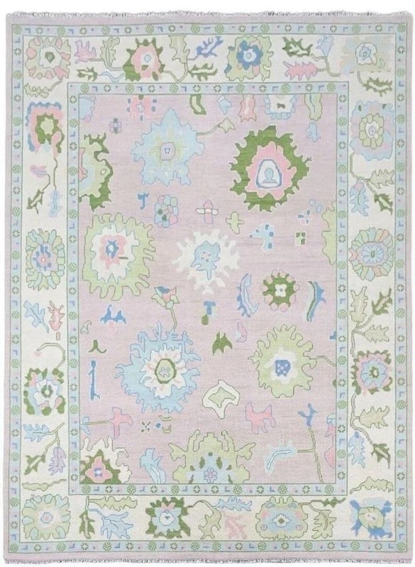 Muted Pink Oushak Rugs 8x10 9x12 10x14 12x15 Luxury Hand Knotted Wool Area Rugs gallery