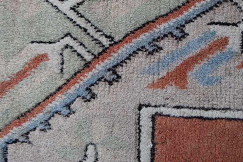 Vintage Hand Made Traditional Oriental Wool Beige Pink Blue Large Rug 200x122cm gallery