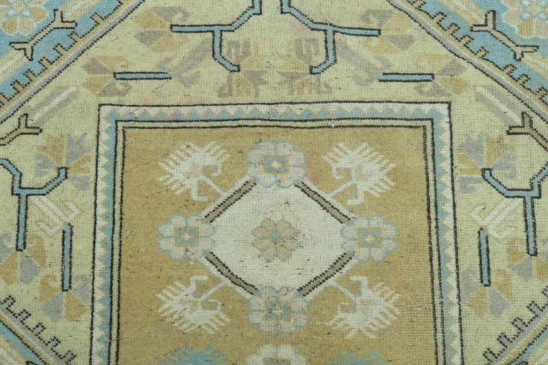 Honey Gold Medallion Vintage Turkish Carpet, Handmade Wool Floor Rug 47"x81" gallery