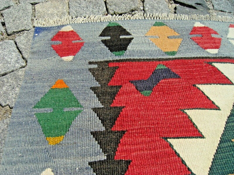 Turkish Rug 36'' x 47'' Vintage Oushak Kilim Organic Wool Bohemian Kilim Rug gallery