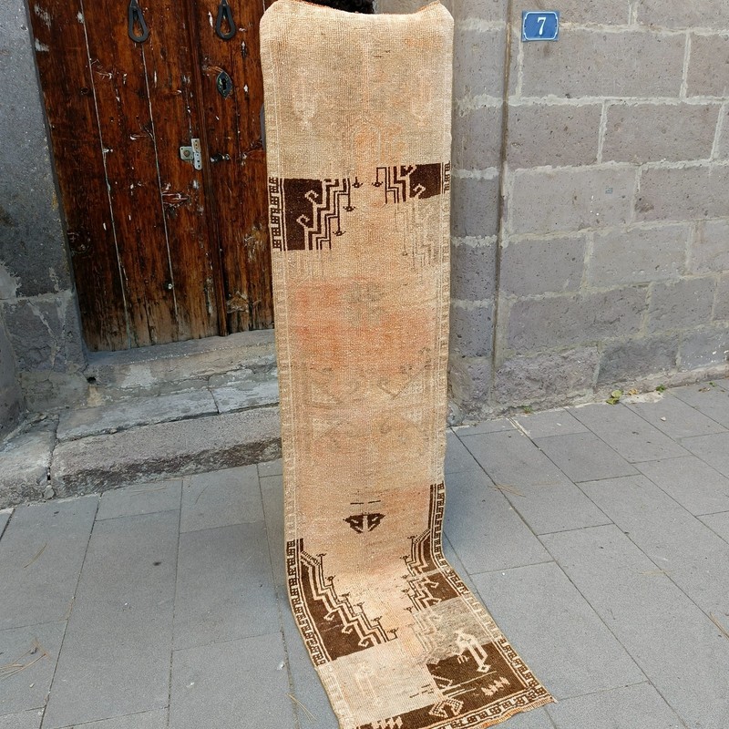 Unique 2x7 Turkish rug 1.71 x 7.38 ft Vintage Handmade rug 52 x 225 cm runner gallery