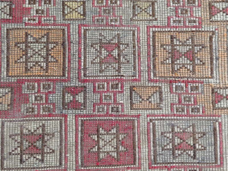 Star Motifs Pale Colors Home Decor Carpet, Vintage Turkish Nomads Rug 63"X105" gallery