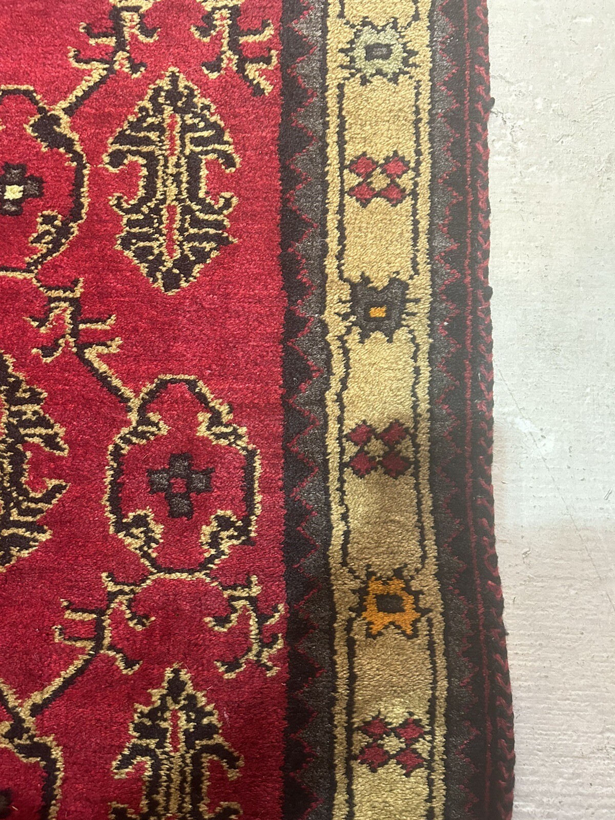 Vintage Turkish Oushak Runner Rug 3ft7by 11ft5 WoolHandmade Raspberry red gallery