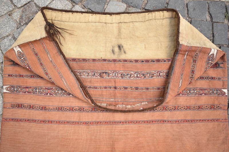 Stunning! Antique Rare Turkoman Yomud Camel Chuval Collector's Item Mafrash Rug gallery