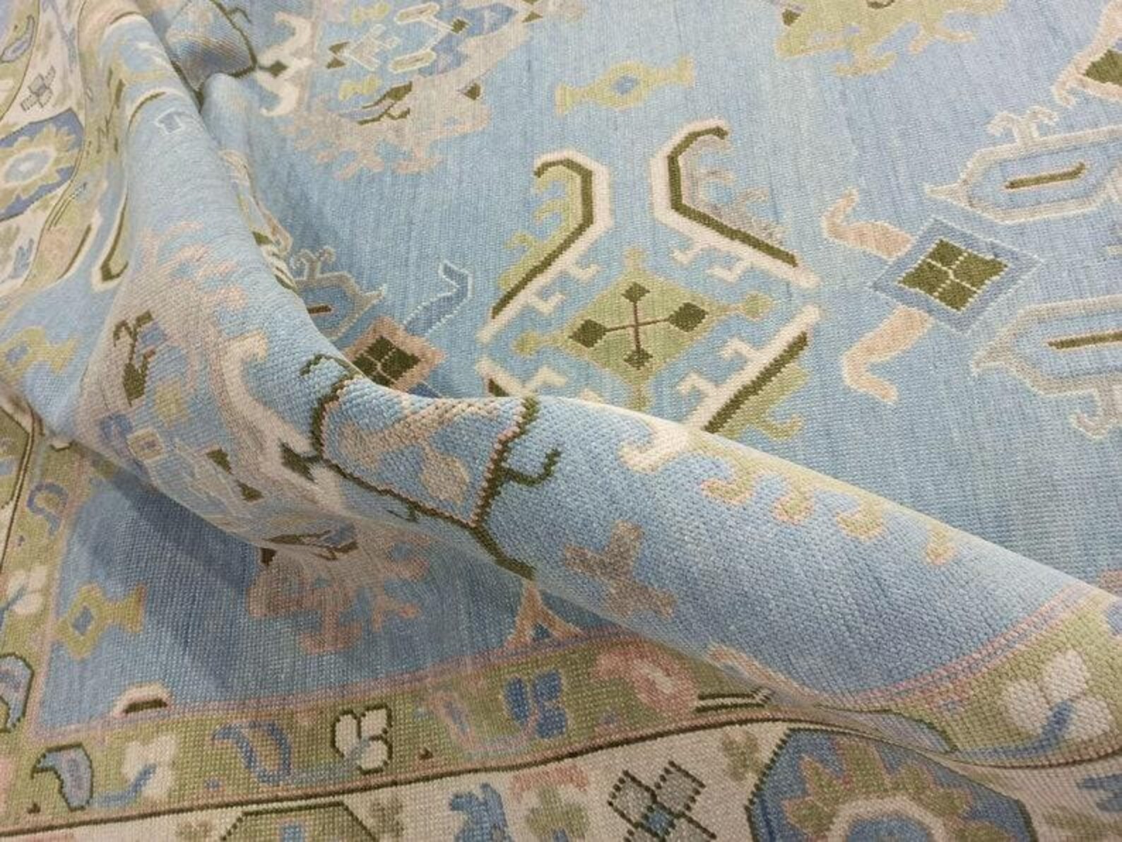 Vintage Turkish Oushak Rug, Beige 9X12 ft, Handmade Wool, Bohemian Anatolian gallery