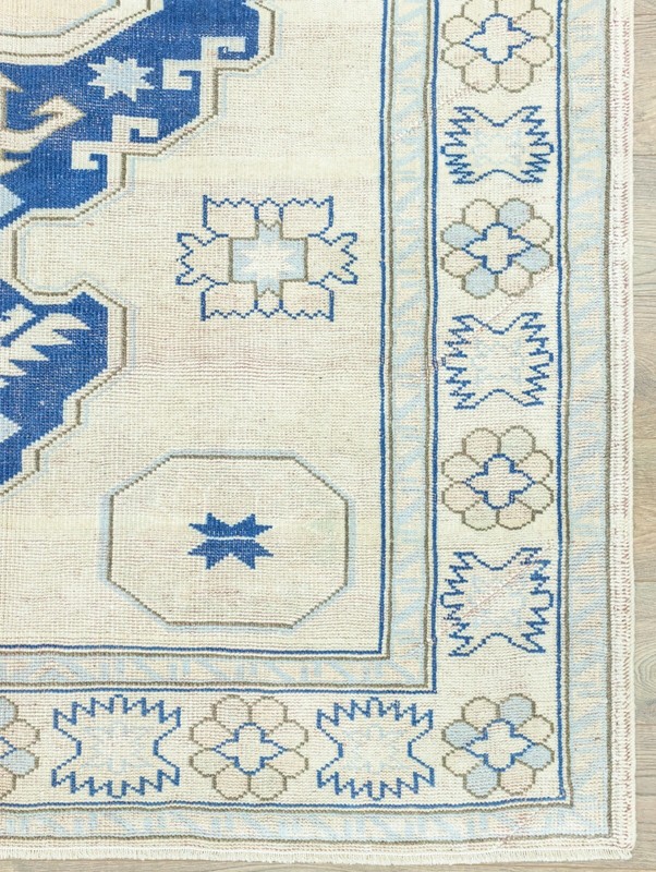 Vintage Modern Turkish Large Area Rug 5.6x8.1 ft Hand-knotted Oushak Wool Carpet gallery