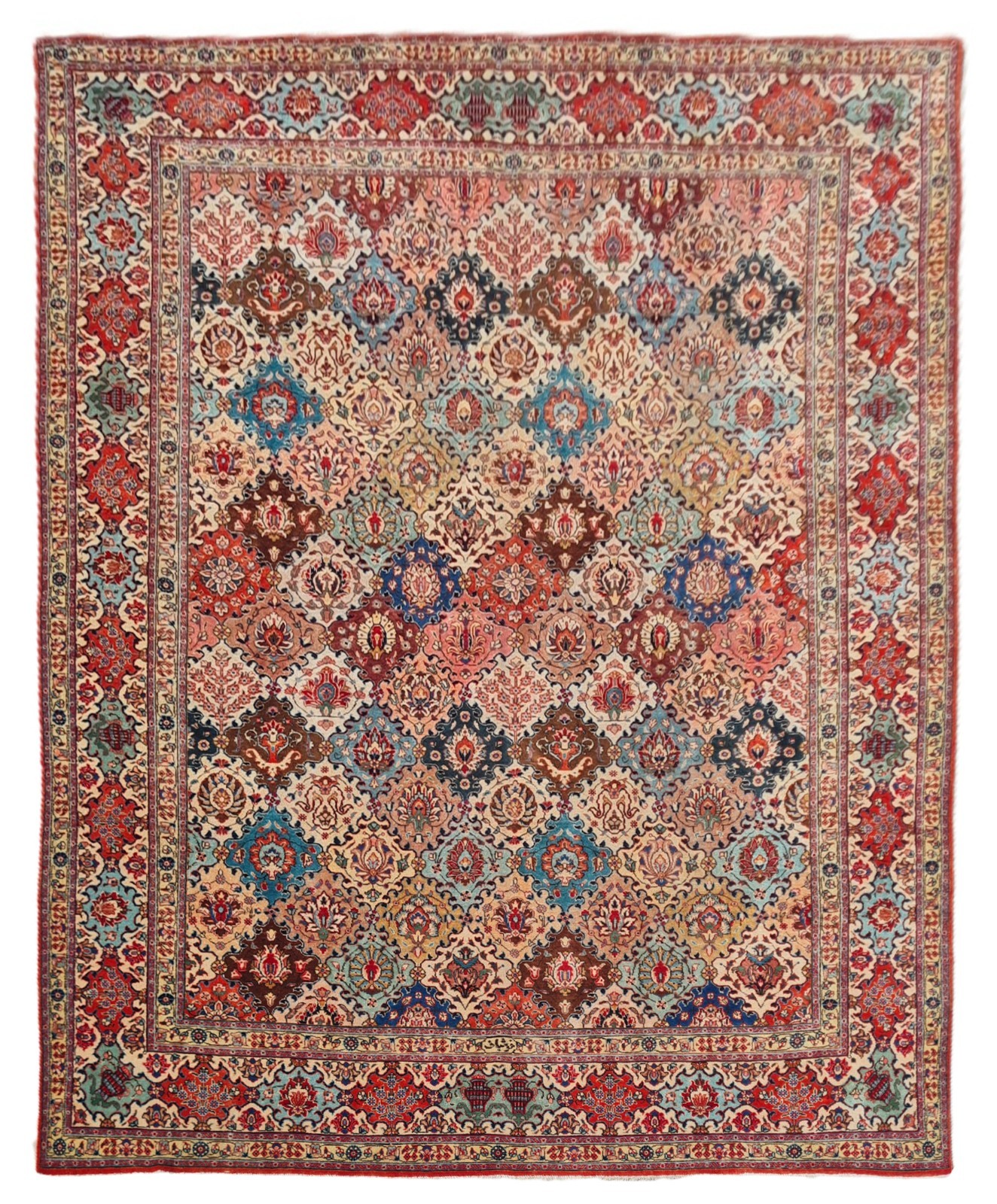 Amazing Hand Knotted Vintage Baghtiyaar Pictorial Wool Area Rug 12.10 x 9.5 Ft gallery