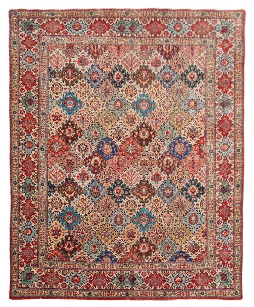Amazing Hand Knotted Vintage Baghtiyaar Pictorial Wool Area Rug 12.10 x 9.5 Ft