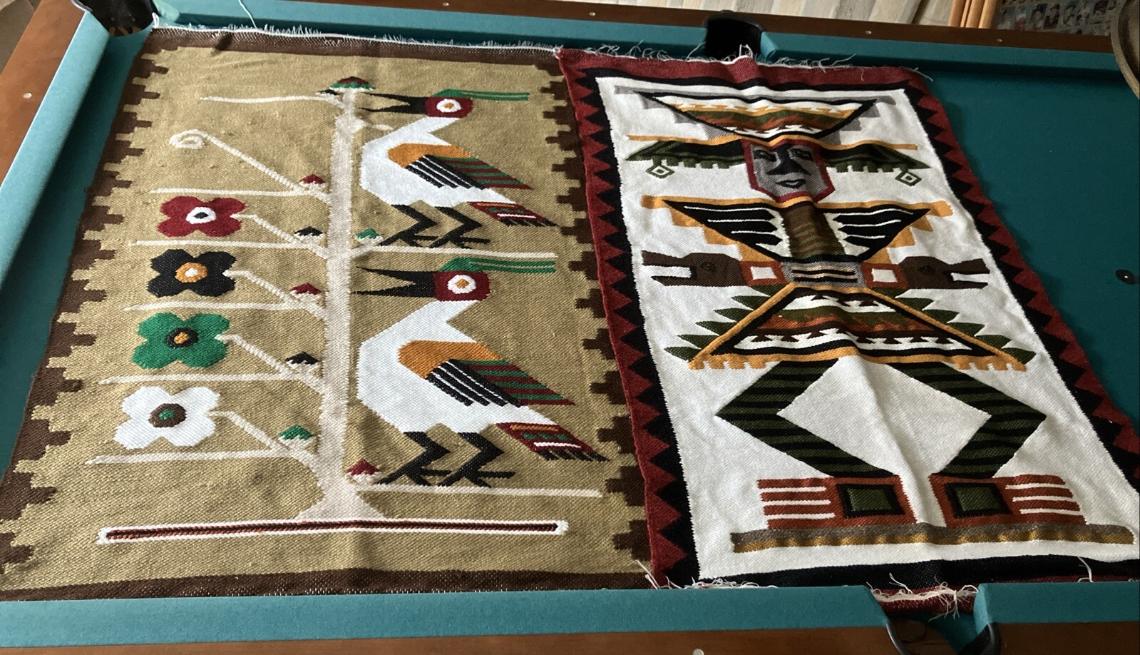 2 Vintage Native American Aztec South Western Wall Hanger Rug 28x46 Inches gallery