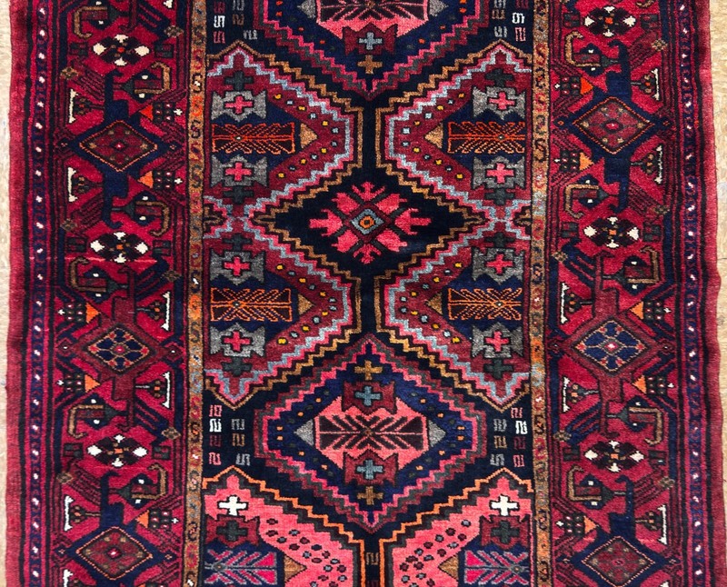 Vintage Zanjan 4x7 Hand Knotted Wool Oriental Tribal Area Rug Red Blue Geometric gallery