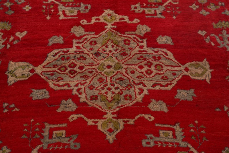 Antique Floral Rust Red Oushak Turkish Rug 10x14 Wool Handmade Dining Room Rug gallery