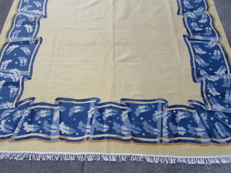 Vintage Kilim Traditional Hand Made Oriental Yellow Wool Large Kilim 257x180cm gallery