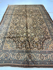 Antique Oriental Hand-Knotted Wool Area Rug Beige/Blue/Ivory 6’8″ x 9’9″