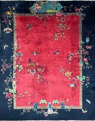 Antique Art Deco Chinese Carpet, c-1920’s #17384, Chinese village.
