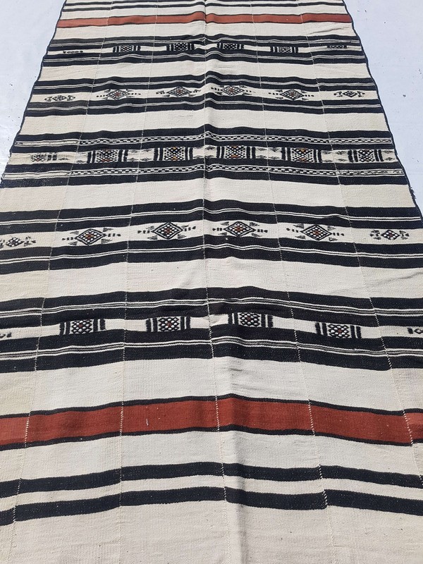 Antique Handmade African Berber Blanket Beautiful Multicolor Kilim Rug 253x132cm gallery