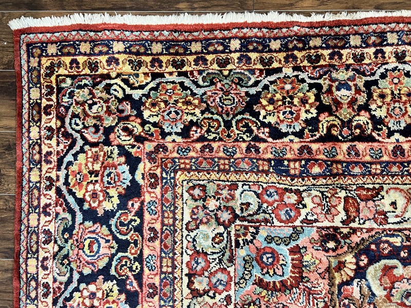 Per'sian Sarouk Rug 11x14 Semi Open Field Red Blue Antique Wool Handmade Large gallery