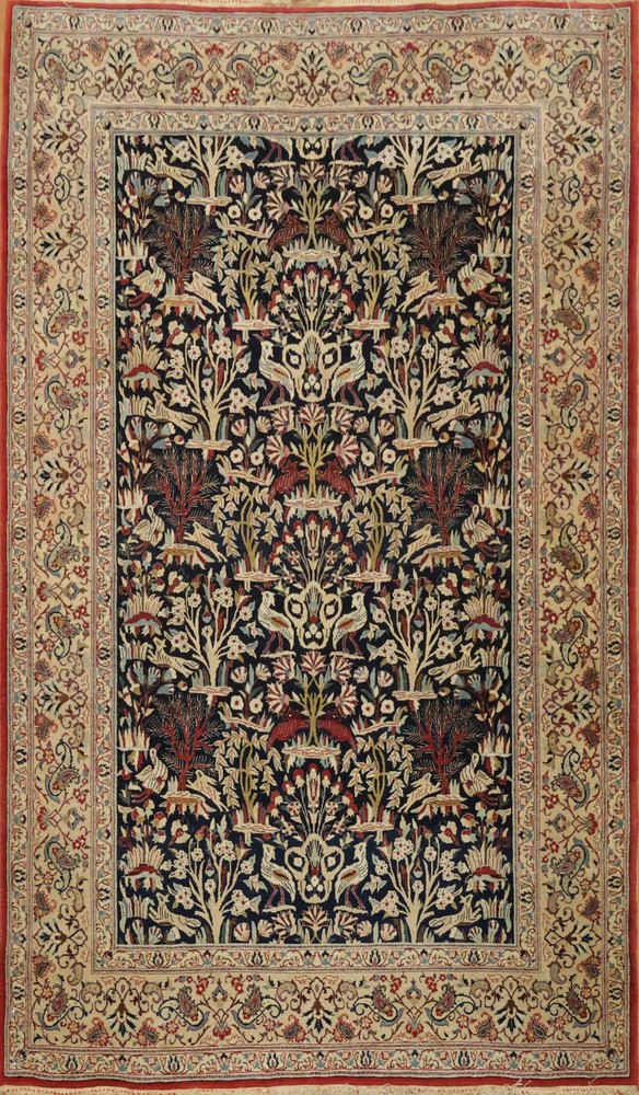Animal Pictorial Accent Rug 3x6 Ft Handmade Floral Oriental Wool & Silk Carpet