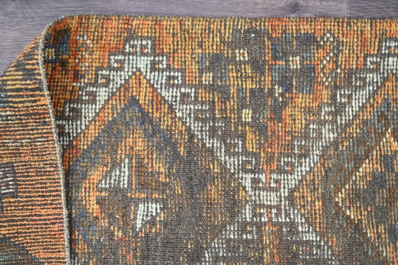 Vintage Turkish Runner Rug 2x10ft Wool Anatolian Handmade Hallway Oushak ORANGE gallery