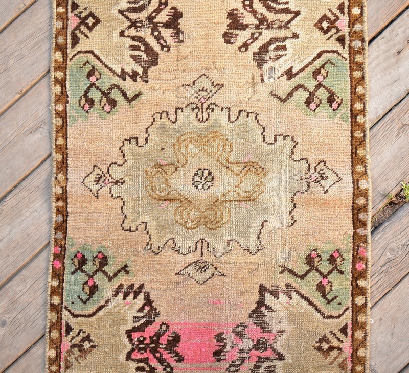 Turkish Carpet Hand Knotted 1x3 Size Doormat Chair Multi Color Rug 46x92cm gallery