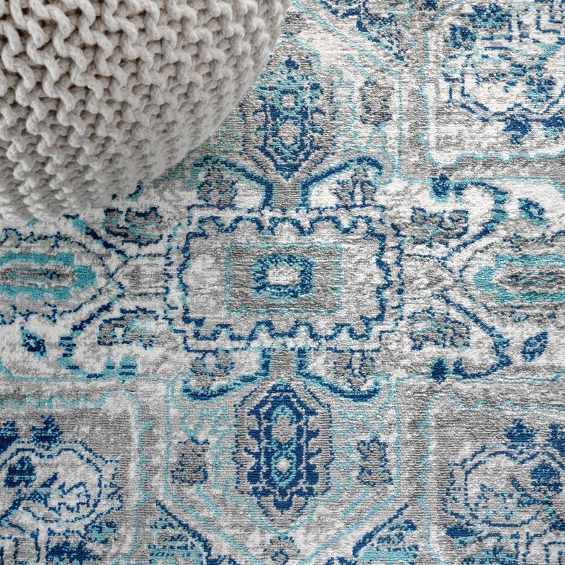 Modern Persian Vintage Medallion Light Grey/Blue 3 Ft. X 5 Ft. Area Rug gallery