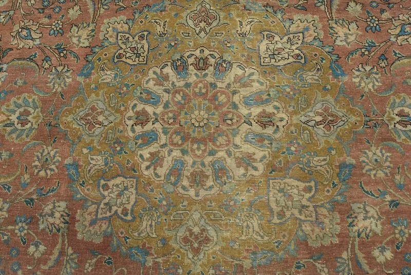 Tabrizi Rug 8'6'' x 11'5'' Red Wool Vintage Distressed Hand-Knotted Carpet gallery
