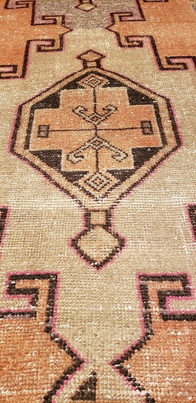 Beautiful 1930-1939's Antique Wool Pile Muted Natural Dye Oushak Runner Rug gallery