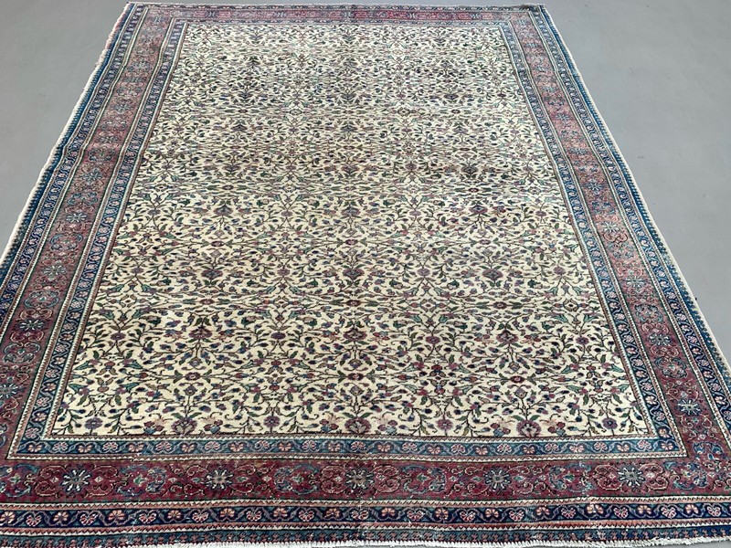 Vintage Square Turkish Rug 237x198 cm, Tribal Wool Carpet Large gallery