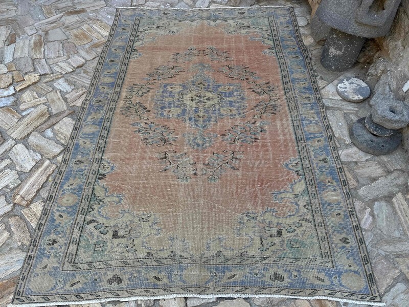 Large Hand-Knotted Oushak Rug 6x9 Orange Wool Traditional Carpet Low Pile Rug gallery