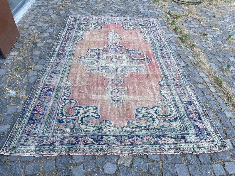 Bohemian Large Rug, Turkish Vintage Rug, Handmade Wool Rug, 6,4 x 9,9 ft gallery