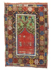 Antique Turkish Ladik Prayer Rug,Circa 1880 Anatolian Collectible Rug 3.6×5.2 ft
