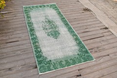 Turkish Oushak Rug 2×3 Vintage Rug Floral Green Tribal Oriental Rug 83x117cm