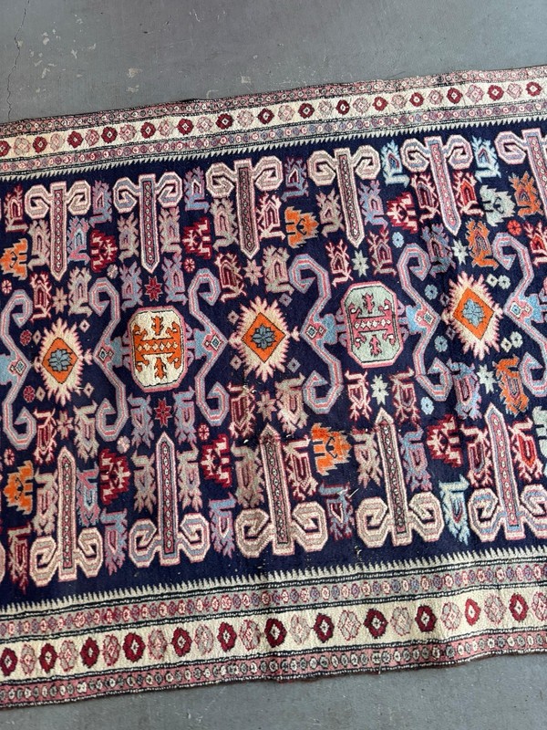 ANTIQUE CAUCASIAN KAZAK TRIBAL WOOL RUG HANDWOVEN RUNNER gallery