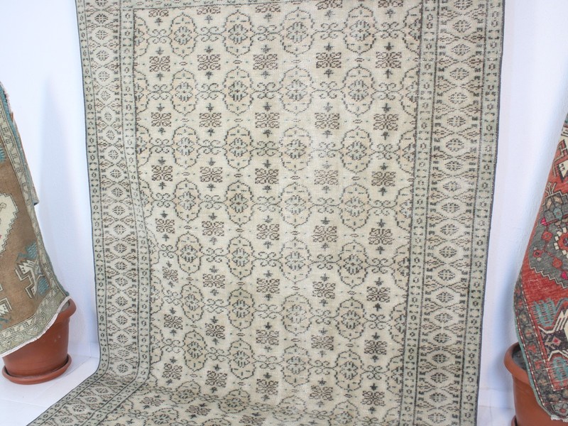 5x9 Turkish Handmade Area Rug Brown Beige Floral Shabby Chic 5.3x8.5 ft gallery