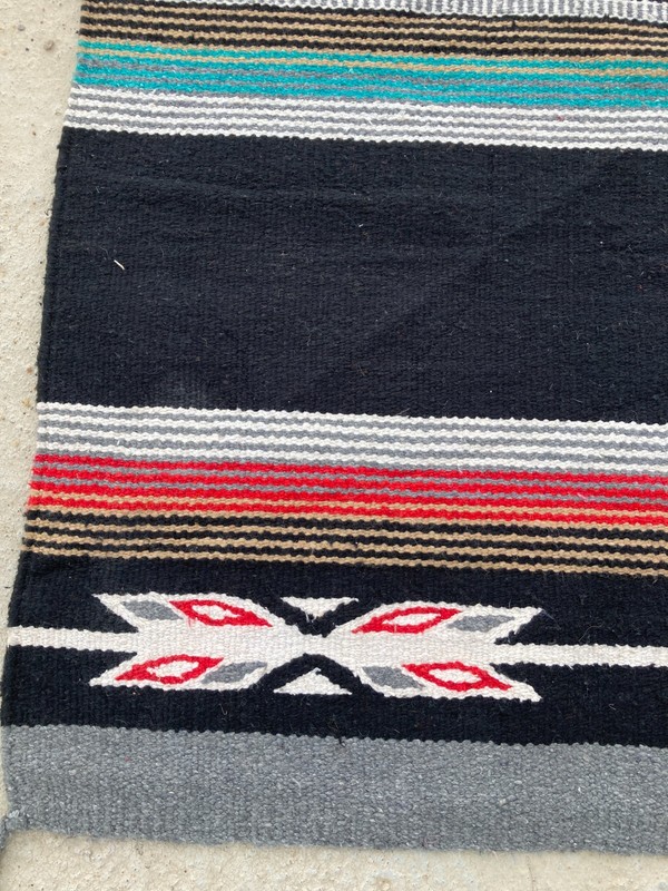 Vintage Handmade Traditional Navajo American Striped Kilim Floor Rug 163x78 cm gallery