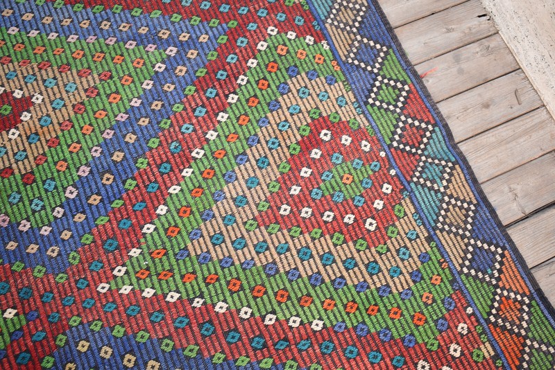 Turkish Kilim Handwoven 5'x11' Cicim Kilim Natural Wool Vintage Rug 160x355cm gallery